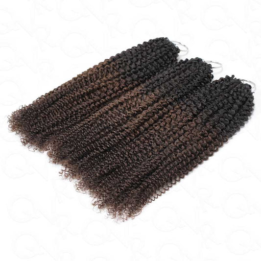 QVR Ombre Marrón #T1B/4 Pluma Ganchillo Pelo Humano Afro Rizado Kinky Extensiones de Pelo de Ganchillo Hechas a Máquina