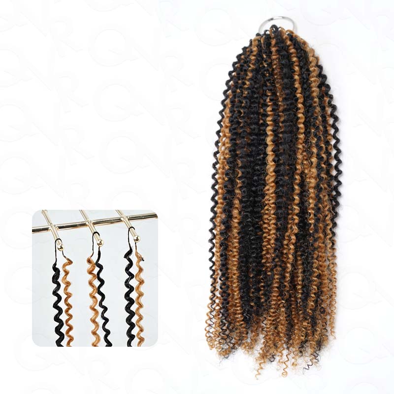 QVR Invisible Afro Kinky Curly Feather Crochet Hair Highlight #P6/24 Machine Made Human Hair Extensions