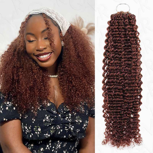 QVR Reddish Brown Crochet Weave Hair Extensions Machine Made #33B Feather Human Crochet Hair