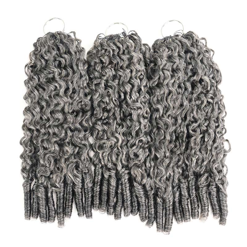 P3G5|Salt Pepper Burmese Curly Feather Crochet Weave Hair Extensions