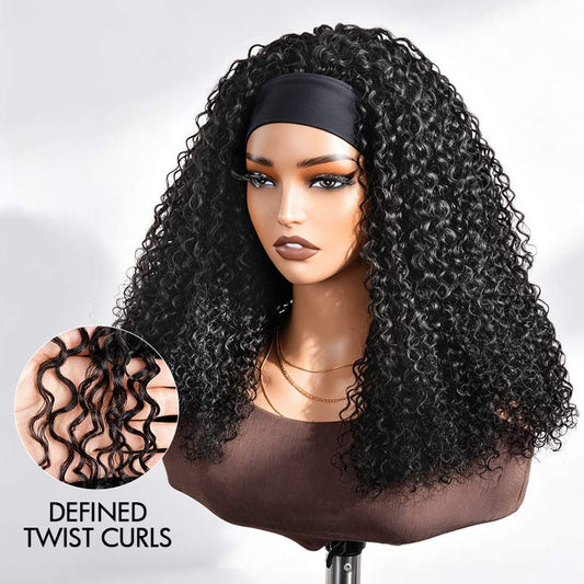 Peluca QVR con diadema rizada, 100 % cabello humano, sin pegamento para mujeres