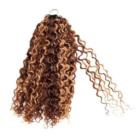 Cabello humano rizado con plumas QVR Twist Highlight #P4/27 Miracle Knots Extensiones de cabello de ganchillo