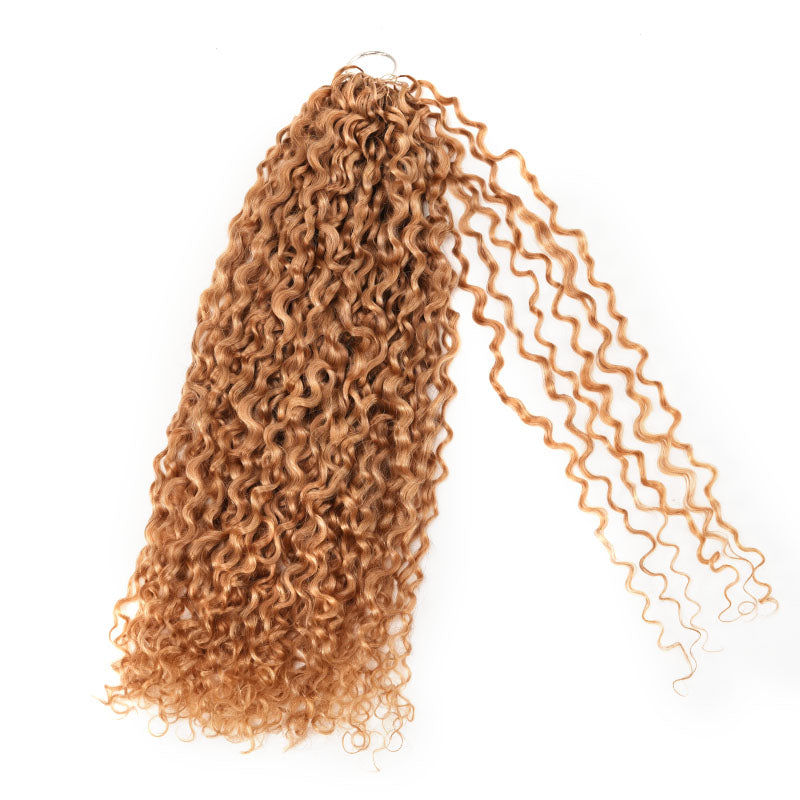QVR Twist Curly Feather Crochet Human Hair Highlight #P4/27 Miracle Knots Crochet Weave Hair Extensions