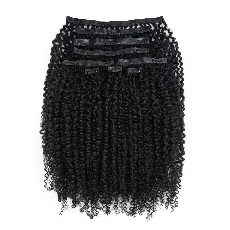 QVR Burmese Curly PU Clip In Hair Extensions 9PCS 5PCS Volumizer Human Hair