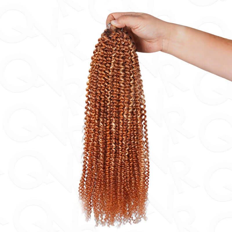 QVR Seamless Small Kinky Curly Feather Crochet Hair Highlight #P2/30 Extensiones de cabello humano hechas a máquina