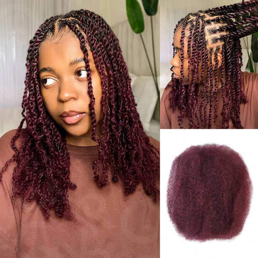 VENTA DE PAQUETES|QVR #M1B/99J/Pelo Humano Afro Kinky a Granel color Borgoña