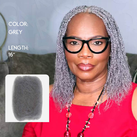 QVR 1 paquete de cabello humano a granel con rizos afro de color gris