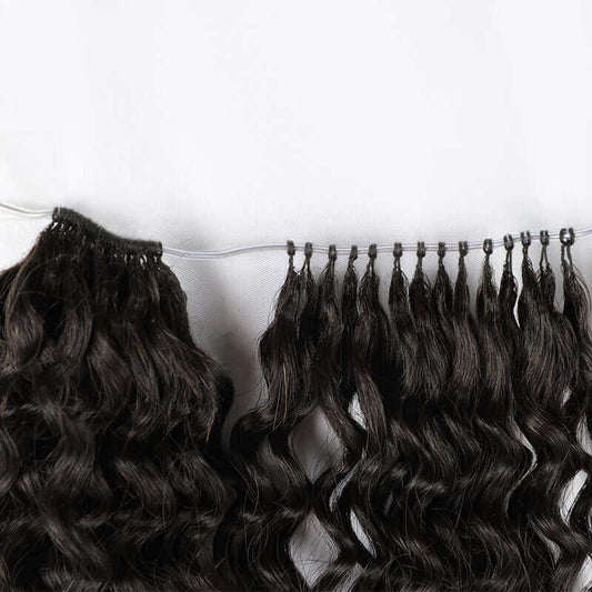 OFERTA FINAL| Extensiones de Cabello Humano de Onda Profunda Suelta con Trenza de Ganchillo de Plumas