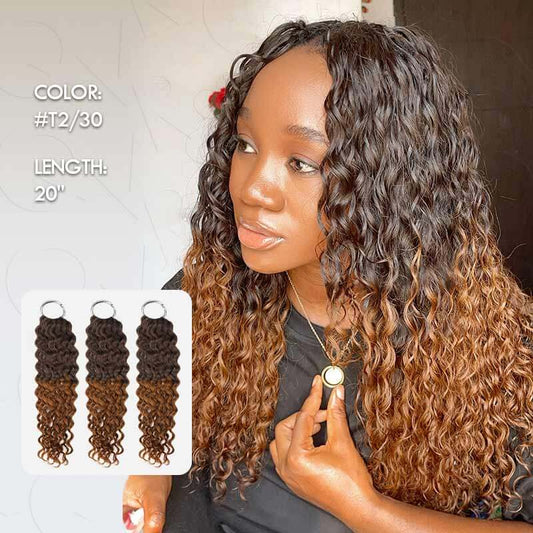 LIQUIDACIÓN | #T2/30 Cabello de ganchillo Water Wave extensiones de cabello humano con plumas hechas a máquina
