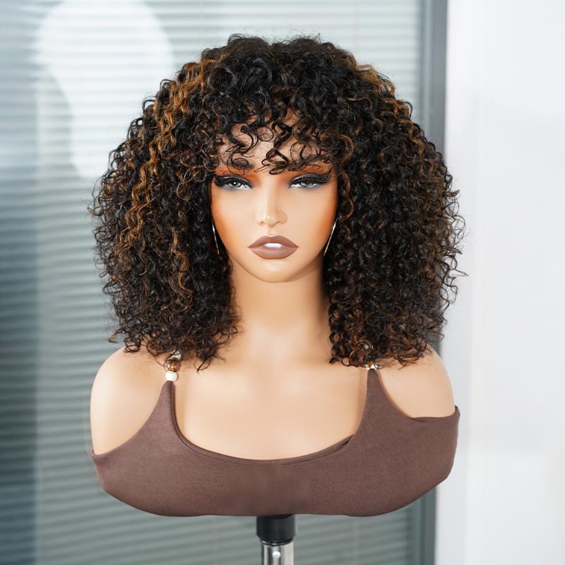Flash Sale|QVR Water Wave Short Pixie Bob Cut Wigs With Bangs