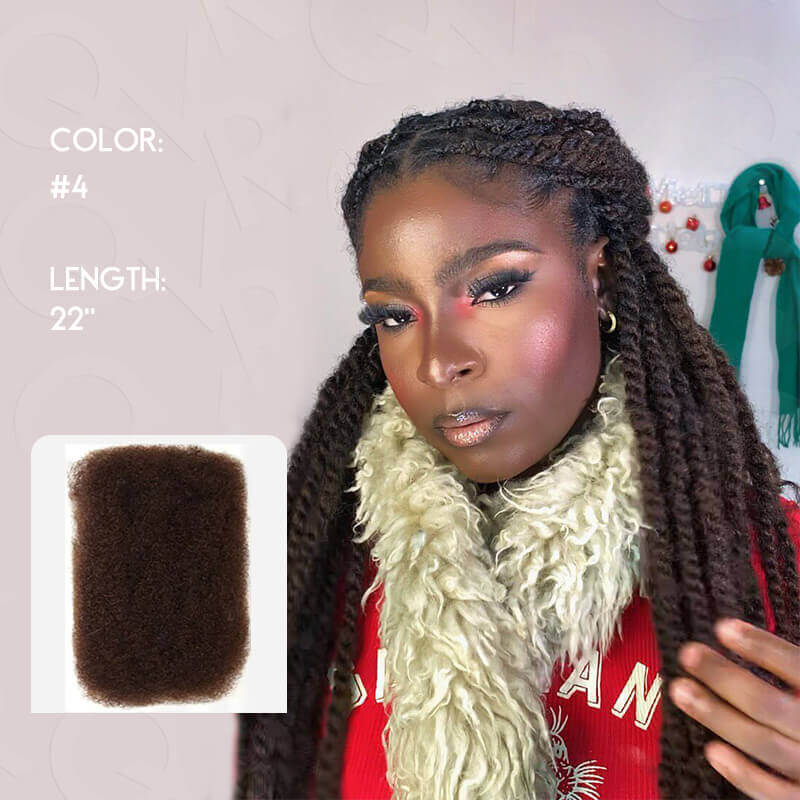 B3G1|Reddish Brown Afro kinky Bulk Human Hair