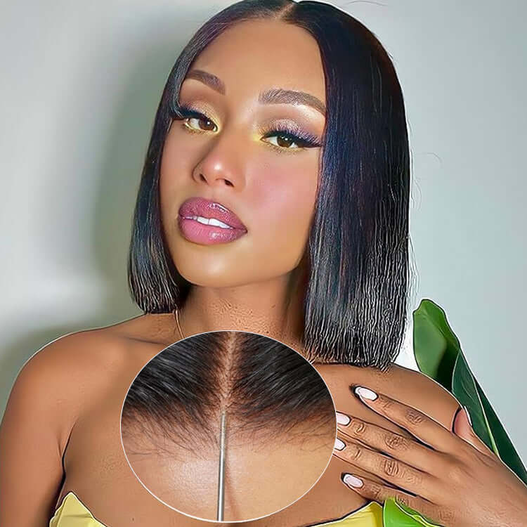 Flash Sale|QVR Straight 4x6 Pre-cut Lace Closure Human Hair Short Bob Wigs