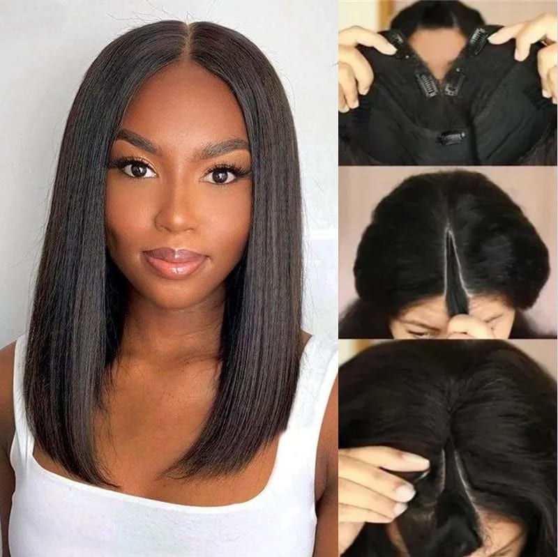 Flash Sale|QVR Straight V Part Short Bob Human Hair Wig