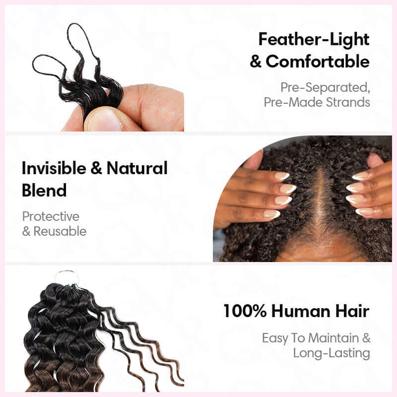 Wholesale|Buy 15 Packs Dark Brown Water Wave Feather Crochet Weave Human Hair Extensions Send 10 Free Packs