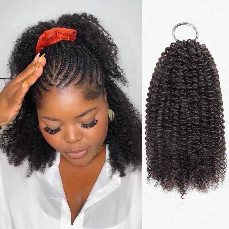 P3G5|Natural Black Afro Kinky Curly Feather Crochet Human Hair