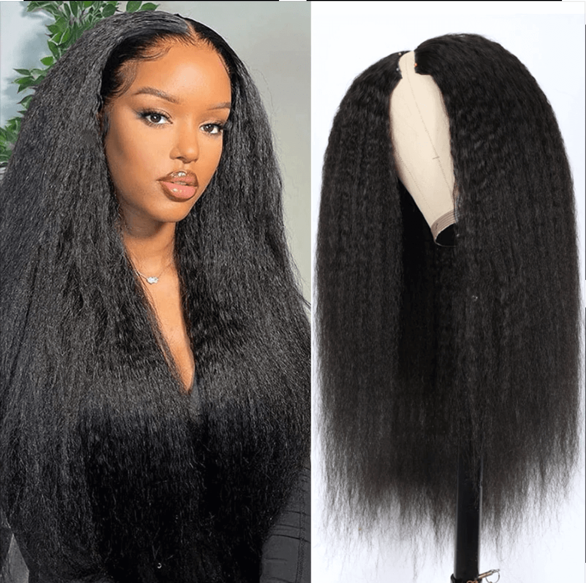 New User Only|QVR 18inches Kinky Curly V Part Wigs Human Hair Wig