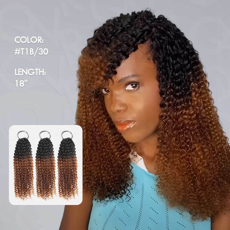 $100off Member Sale|#T1B/30 Small Kinky Curly Feather Crochet Hair