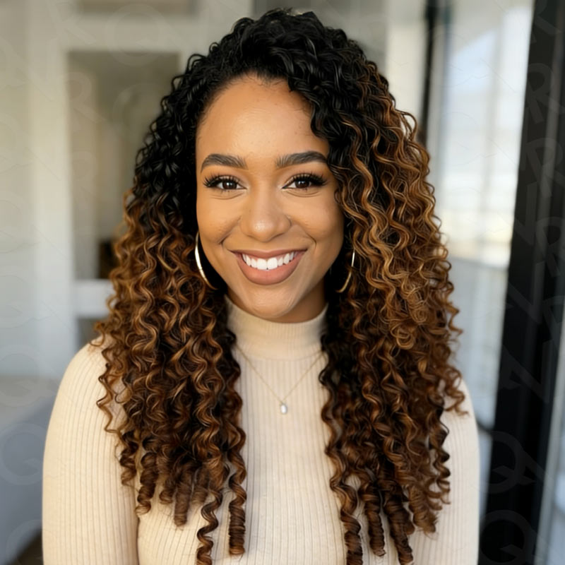 P3G5|Ombre Brown #T1B/30 Feather Crochet Human Hair