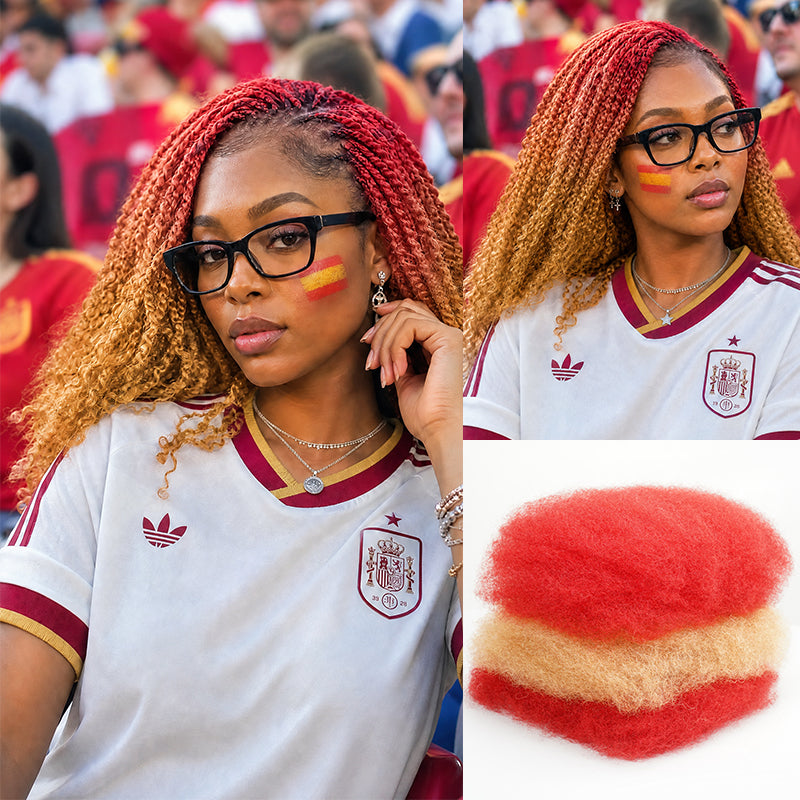 Spain Flag Colored Kinky Braids Human Hair Pack