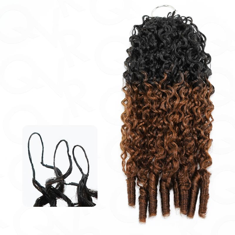 US Only|QVR #T1B/30 Burmese Curly Feather Crochet Human Hair