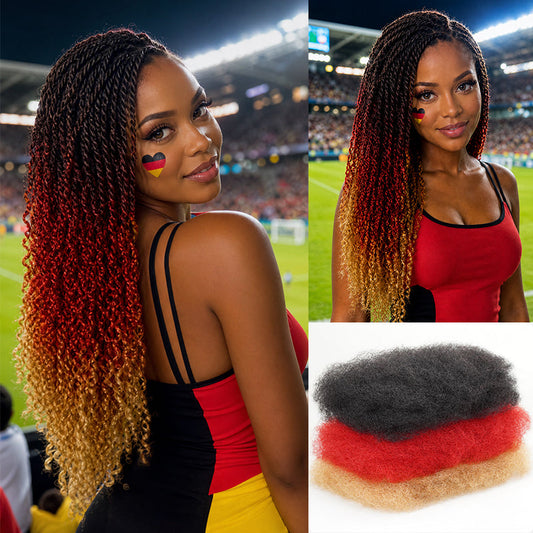 Paquete de Cabello Humano Trenzado Kinky Coloreado con Bandera de Alemania