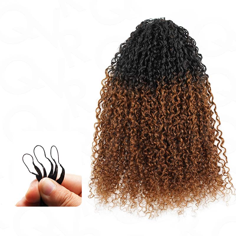 QVR 1 Pack Burmese Kinky Curly Feather Crochet Human Hair Extension