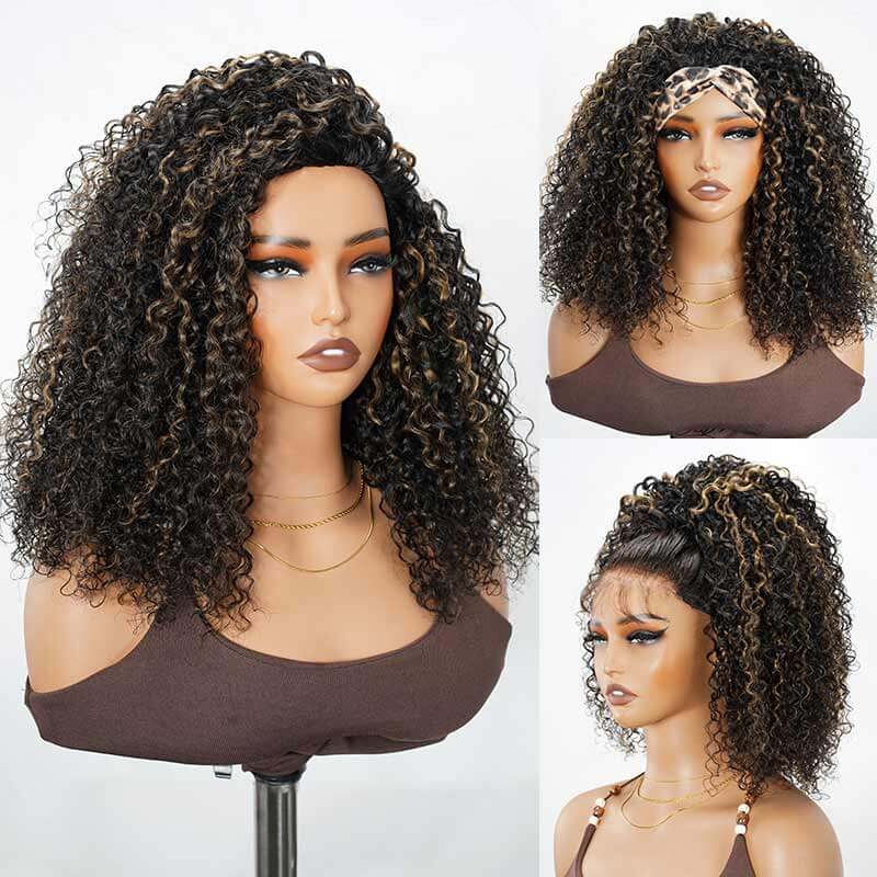 Flash Sale|QVR Glueless Twist Curly Half Wig Invisible Hairline Ombre #T1B/30 Wear Go Human Hair Wigs