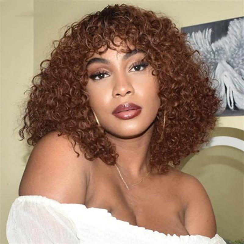 Flash Sale|QVR Water Wave Short Pixie Bob Cut Wigs With Bangs