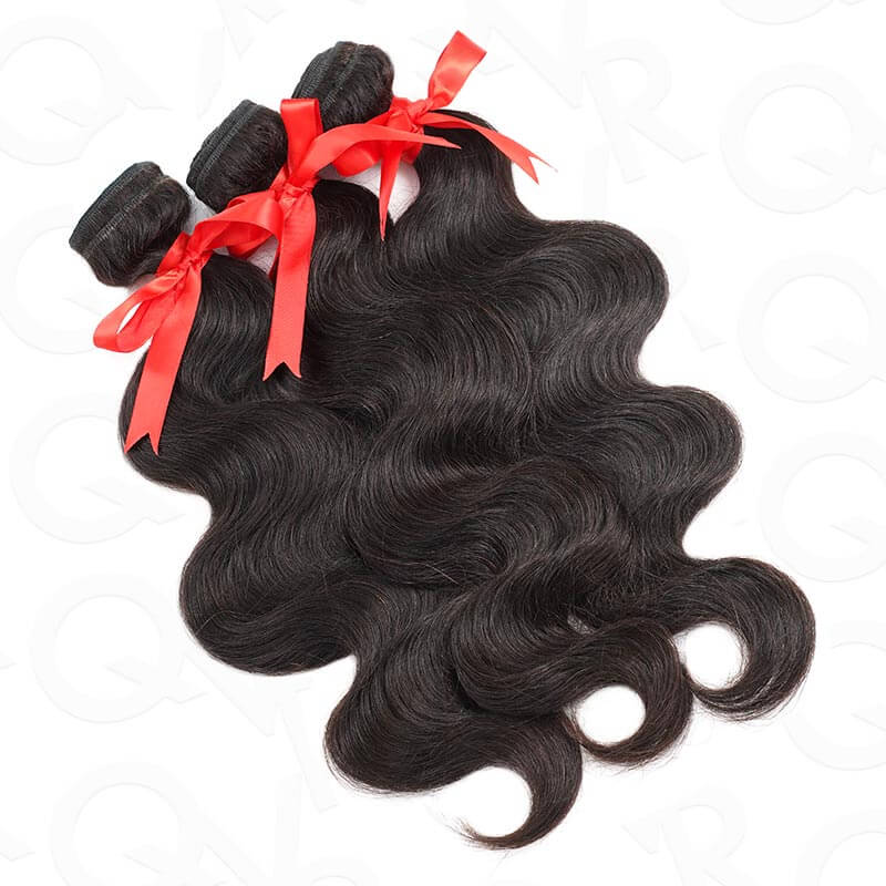 QVR 12A Silk Straight Virgin Human Hair Bundles 3 Bundles Body Wave Natural Color Hair Weave
