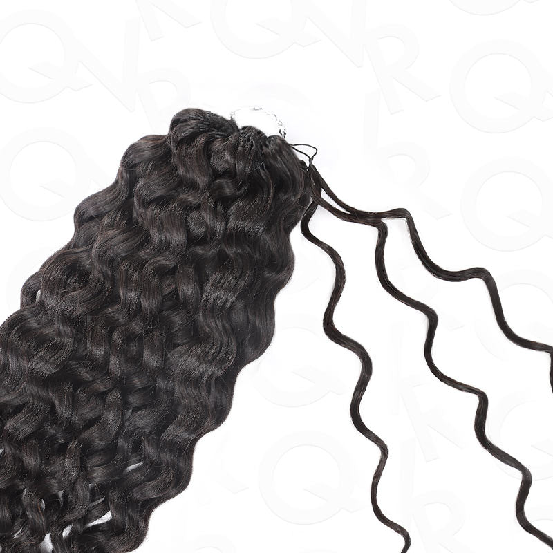 QVR 1 Pack Multi-Textures Natural Black Feather Crochet Human Hair Extension