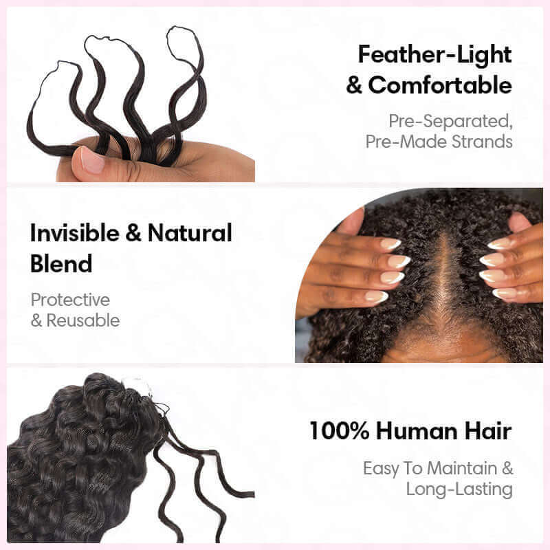 BOGO|#P4/27 Small Kinky Curly Feather Crochet Human Hair Extentions