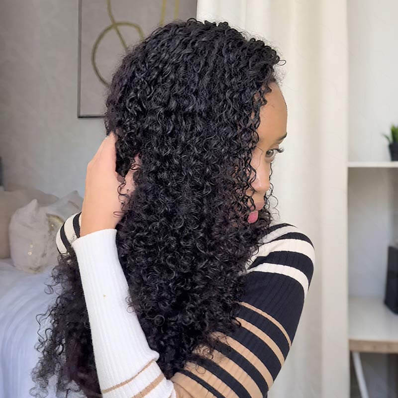 US Only|QVR #1B Ramen Curl Feather Crochet Human Hair