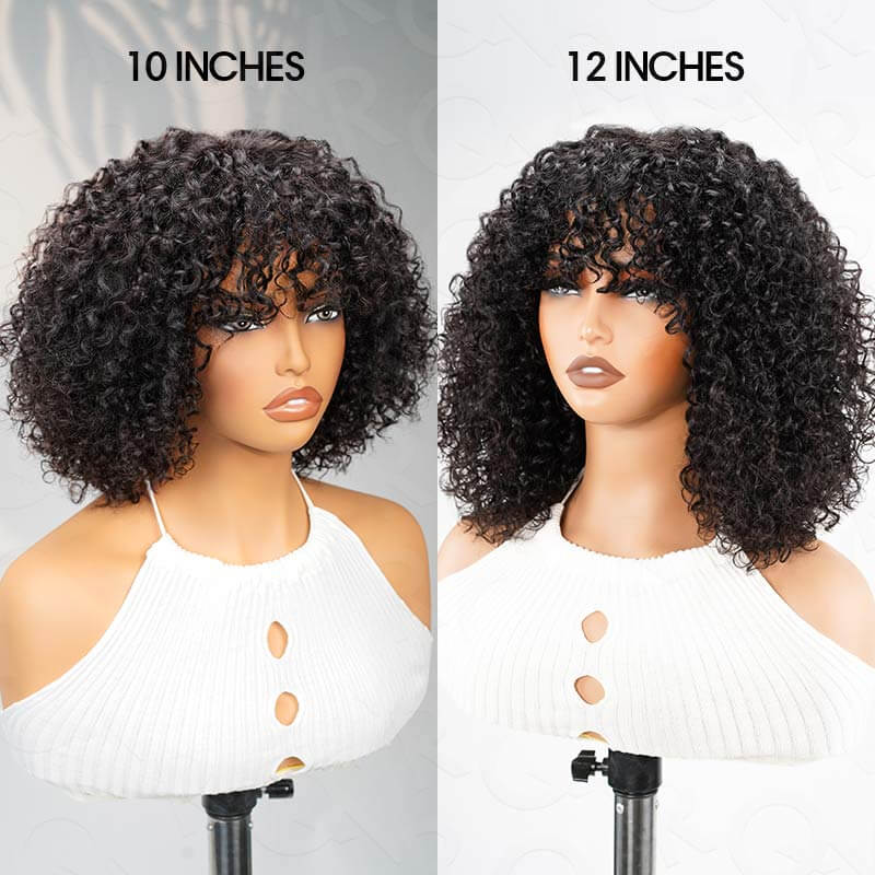 Flash Sale|QVR Water Wave Short Pixie Bob Cut Wigs With Bangs