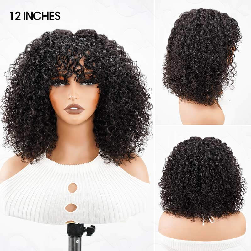 Flash Sale|QVR Water Wave Short Pixie Bob Cut Wigs With Bangs
