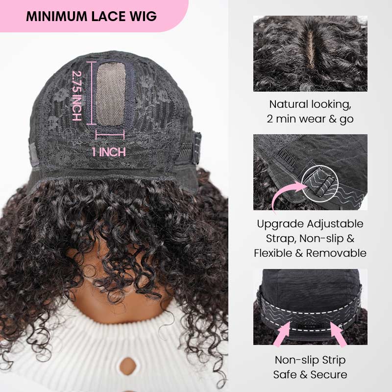 Flash Sale|QVR Water Wave Short Pixie Bob Cut Wigs With Bangs