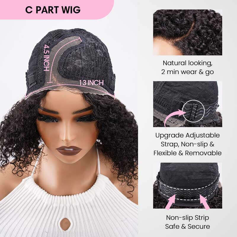 US Only|QVR #1B Side Part Short Cut Curly Wig