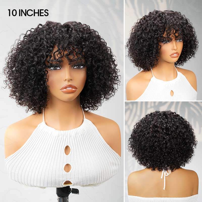 Flash Sale|QVR Water Wave Short Pixie Bob Cut Wigs With Bangs
