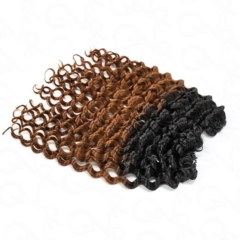 US Only|QVR #T1B/30 Water Wave Feather Crochet Human Hair