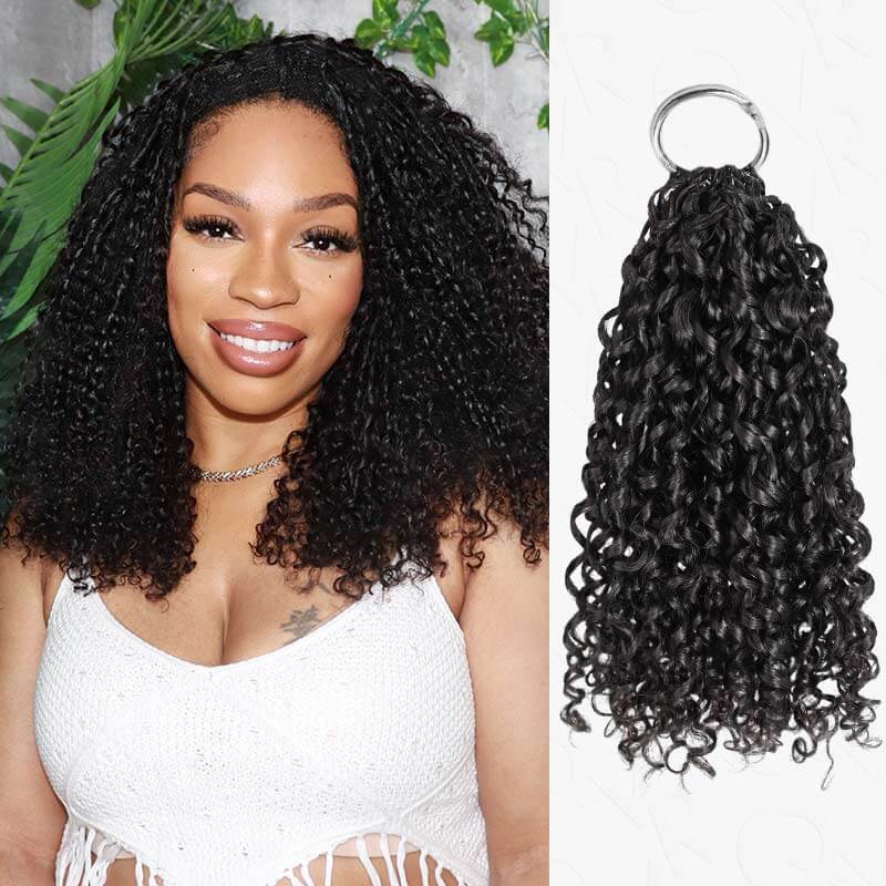 P3G5|QVR All Textures Natural Black Feather Crochet Human Hair 5 Packs 20-24 inches