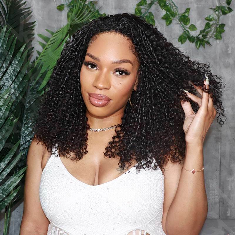 US Only|QVR #1B Ramen Curl Feather Crochet Human Hair