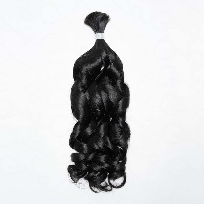 B3G1|QVR French Curl Human Bulk Hair Extensions for Boho Knotless Braiding