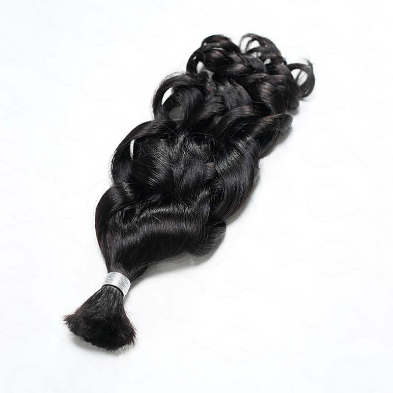 B3G1|QVR French Curl Human Bulk Hair Extensions for Boho Knotless Braiding