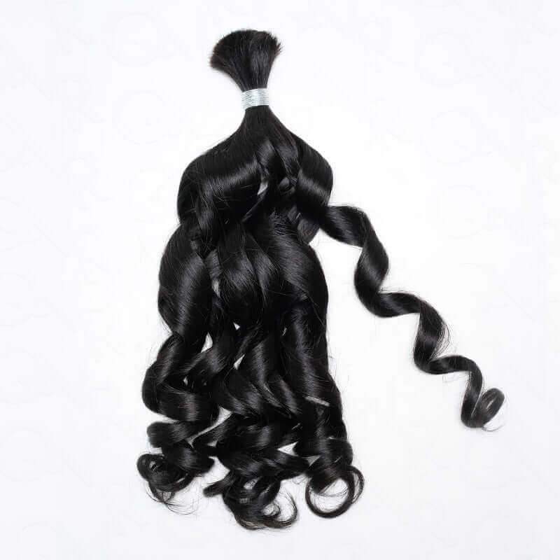 B3G1|QVR French Curl Human Bulk Hair Extensions for Boho Knotless Braiding