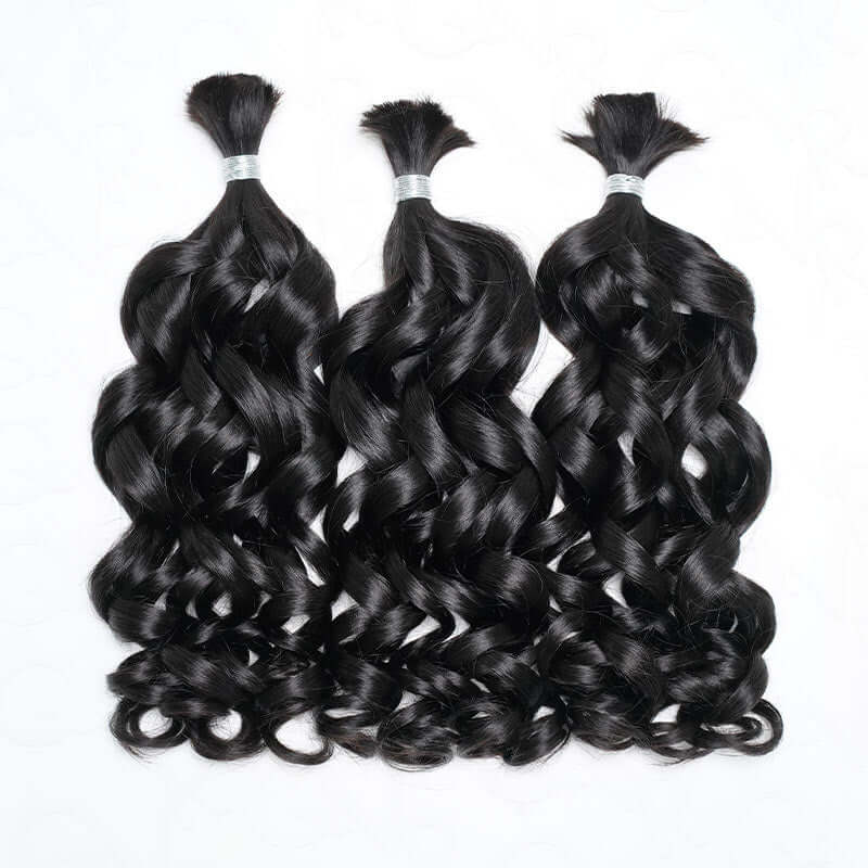 B3G1|QVR French Curl Human Bulk Hair Extensions for Boho Knotless Braiding