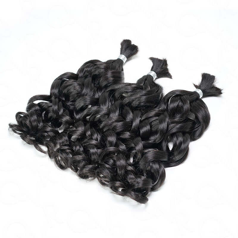 B3G1|QVR French Curl Human Bulk Hair Extensions for Boho Knotless Braiding