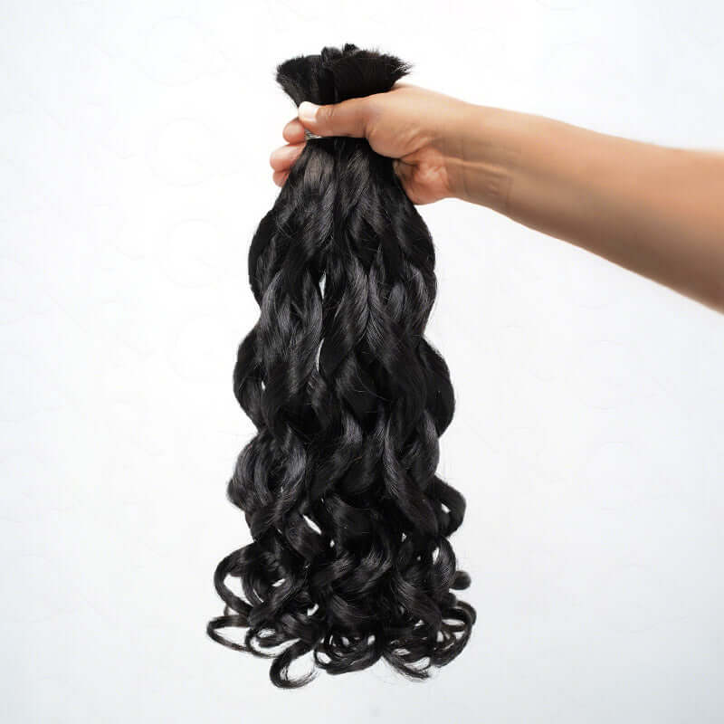 B3G1|QVR French Curl Human Bulk Hair Extensions for Boho Knotless Braiding