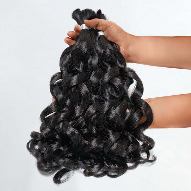 B3G1|QVR French Curl Human Bulk Hair Extensions for Boho Knotless Braiding
