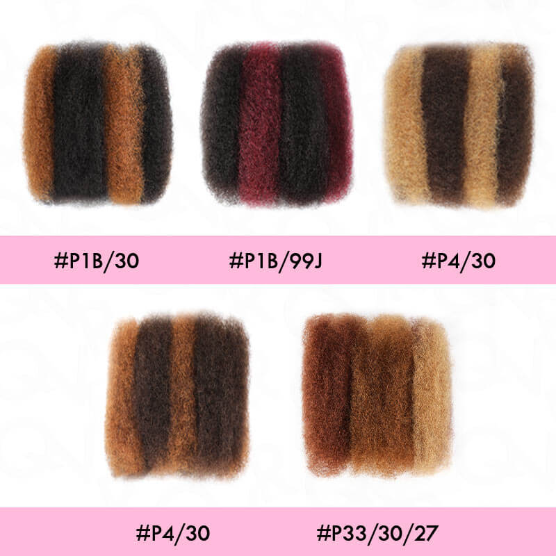 QVR 1 Pack Piano Colors Afro Kinky Bulk Human Hair