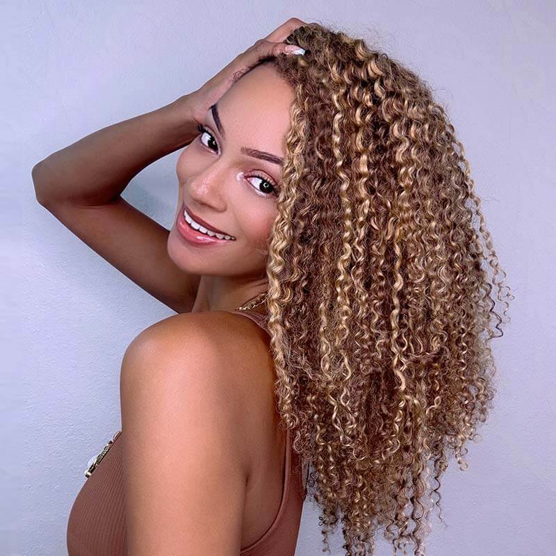 BOGO|#P4/27 Small Kinky Curly Feather Crochet Human Hair Extentions