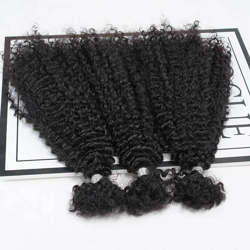 B3G1|QVR Afro Kinky Curly Human Bulk Hair Extensions for Boho Knotless Braiding